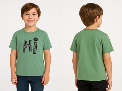 Shri Aditya Garments Boys Graphic Print Cotton Blend Oversized T Shirt(Green, Pack of 1)