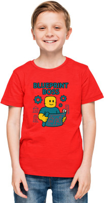 Printabulous Boys & Girls Printed Pure Cotton Regular T Shirt(Red, Pack of 1)