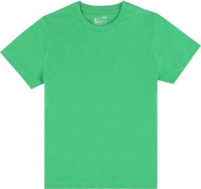 PROTEENS Boys Solid Pure Cotton Regular T Shirt(Green, Pack of 1)