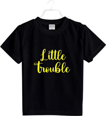 CHOMBOOKA Boys & Girls Typography Polyester Oversized T Shirt(Black, Pack of 1)