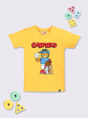 YK X Minute Mirth Boys Printed Polyester Regular T Shirt(Yellow, Pack of 1)