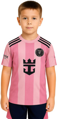 BUGOAT Boys & Girls Printed Polyester Regular T Shirt(Pink, Pack of 1)