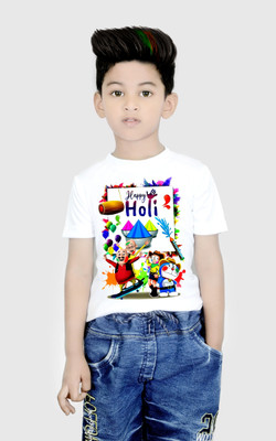 tiftiprint Baby Boys & Baby Girls Typography, Graphic Print Cotton Blend Regular T Shirt(White, Pack of 1)