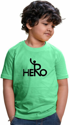 CHOMMBOOKA TREND Boys Typography Pure Cotton Regular T Shirt(Light Green, Pack of 1)