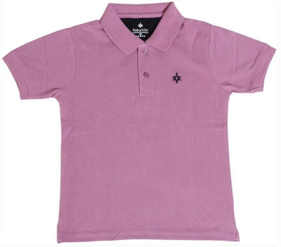 NeuVin Boys Solid Cotton Blend Regular T Shirt(Pink, Pack of 1)