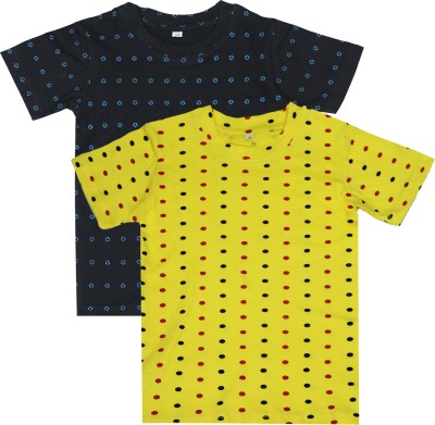 Ayvina Boys & Girls Printed Pure Cotton T Shirt(Multicolor, Pack of 2)