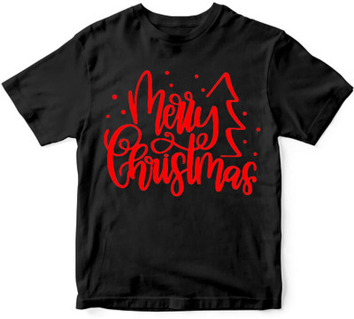 PrintPro Boys & Girls Typography, Printed Polyester Regular T Shirt(Black, Pack of 1)