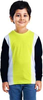 Cilesia Boys & Girls Colorblock Pure Cotton T Shirt(Light Green, Pack of 1)