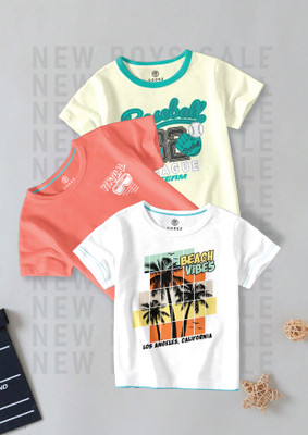 Codez Boys Printed Cotton Blend Regular T Shirt(Multicolor, Pack of 3)