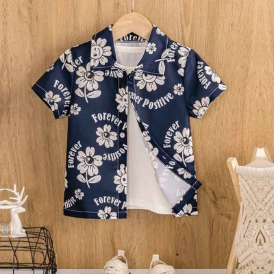 FROQUILIZ Baby Boys Printed Cotton Blend Regular T Shirt(Dark Blue, Pack of 1)