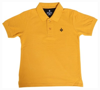 NeuVin Boys Solid Cotton Blend T Shirt(Orange, Pack of 1)