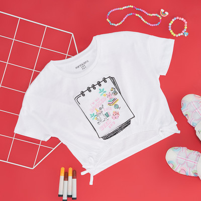 Pantaloons Junior Girls Casual Pure Cotton Top(Pink, Pack of 1)