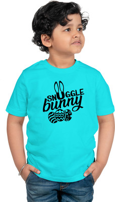 CHOMMBOOKA TRENDING Boys Typography, Printed Pure Cotton Regular T Shirt(Blue, Pack of 1)
