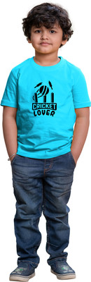 CHOMMBOOKA TRENDING Boys Graphic Print Pure Cotton Regular T Shirt(Blue, Pack of 1)