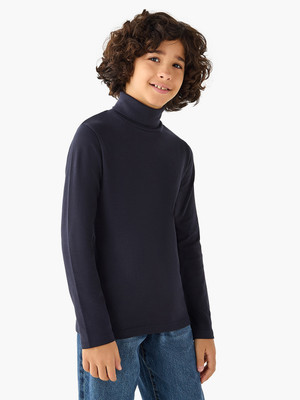 JUNIORS by Babyshop Boys Solid Pure Cotton Regular T Shirt(Blue, Pack of 1)