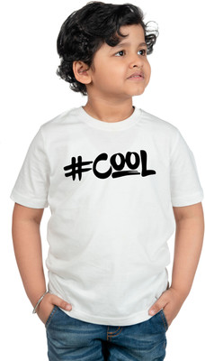 CHOMMBOOKA TRENDING Boys Typography Cotton Blend Regular T Shirt(White, Pack of 1)