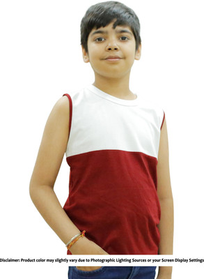 Chombookka Boys Colorblock Pure Cotton Regular T Shirt(Maroon, Pack of 1)