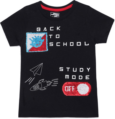Under Fourteen Only Boys Solid Pure Cotton Regular T Shirt(Black, Pack of 1)
