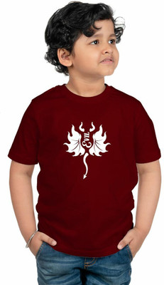 CHOMMBOOKA TRENDING Boys Graphic Print Pure Cotton Regular T Shirt(Maroon, Pack of 1)