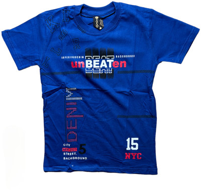 KidsBazaar Boys Typography, Printed Cotton Blend Regular T Shirt(Multicolor, Pack of 1)