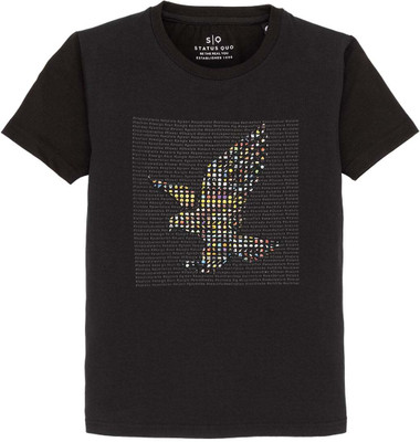 Status Quo Boys Solid Cotton Blend Regular T Shirt(Black, Pack of 1)