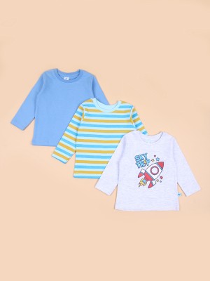 V-MART Baby Boys Printed Pure Cotton Regular T Shirt(Multicolor, Pack of 3)