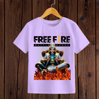 RARFASHIONATER Boys & Girls Printed Polycotton Regular T Shirt(Purple, Pack of 1)