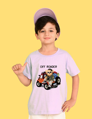 Nusyl Boys Graphic Print Cotton Blend Oversized T Shirt(Purple, Pack of 1)