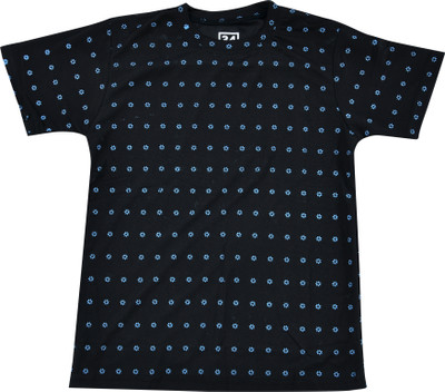 mdp Boys & Girls Printed Cotton Blend Regular T Shirt(Black, Blue, Pack of 1)