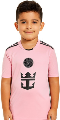 ponss Boys & Girls Printed Polyester Regular T Shirt(Pink, Black, Pack of 1)