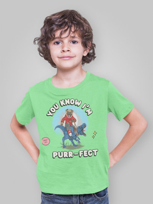 ZasuFashion Boys Typography, Printed Cotton Blend Regular, Slim T Shirt(Light Green, Pack of 1)