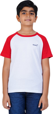 NEXT KEY Boys Printed Pure Cotton Regular T Shirt(White, Red, Pack of 1)