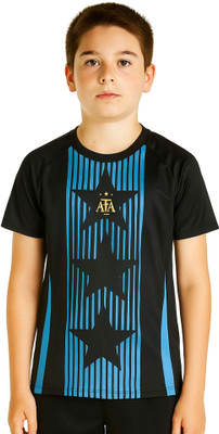 Ryze Boys & Girls Printed Polyester Regular T Shirt(Black, Pack of 1)