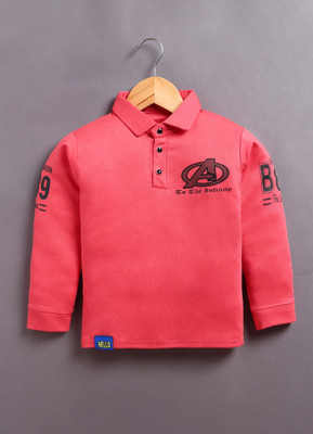 SARDAR DRESSES Boys Printed Cotton Blend Regular T Shirt(Red, Pack of 1)