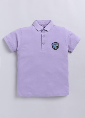 CRAZYPENGUIN ELITE Boys Solid Pure Cotton Regular T Shirt(Purple, Pack of 1)