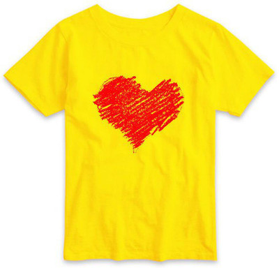 RAINBOWTEES Boys & Girls Printed Pure Cotton Regular T Shirt(Yellow, Pack of 1)