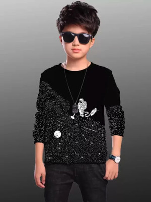 Xite Tees Baby Boys & Baby Girls Printed Cotton Blend Regular T Shirt(Black, Pack of 1)