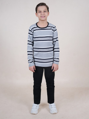 KiddoPanti Boys Casual T-shirt Jeans(Grey Melange & Navy & Black)