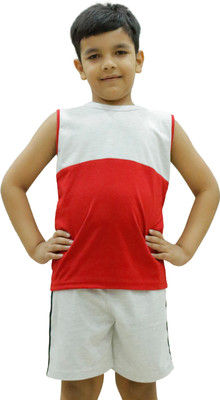 CHOMMBOOKA TRENDING Boys Colorblock Pure Cotton Regular T Shirt(Red, White, Pack of 1)
