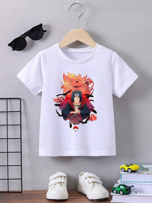 ZAZAY Boys Printed Polyester Regular T Shirt(White, Pack of 1)