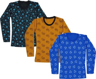 IndiWeaves Girls Printed Wool Blend T Shirt(Multicolor, Pack of 3)
