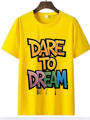 BSM Boys & Girls Graphic Print Polyester Regular T Shirt(Yellow, Pack of 1)