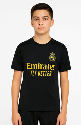 BUGOAT Boys & Girls Printed Polyester Regular T Shirt(Black, Pack of 1)