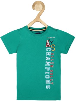 Allen Solly Boys Typography, Embroidered Pure Cotton T Shirt(Multicolor, Pack of 1)