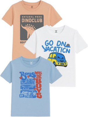 Tora Baby Boys Solid Cotton Blend Regular T Shirt(Multicolor, Pack of 3)