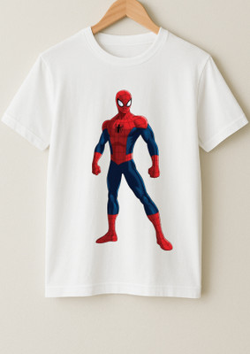 Kid's Yuga Boys Printed Cotton Blend Regular T Shirt(White, Pack of 1)