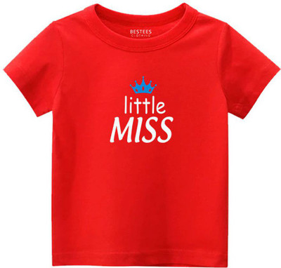 BESTEESCLOTHING Baby Girls Printed Pure Cotton Regular T Shirt(Red, Pack of 1)