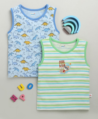 BUMZEE Boys Animal Print Pure Cotton Regular T Shirt(Light Blue, Pack of 2)
