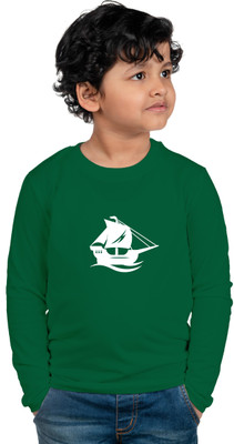 CHOMBOOKA Boys Printed Pure Cotton Regular T Shirt(Green, Pack of 1)