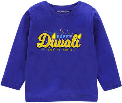 BESTEESCLOTHING Baby Boys & Baby Girls Printed Pure Cotton Regular T Shirt(Blue, Pack of 1)